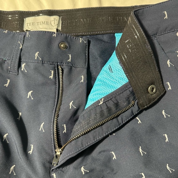 Tee Time Golf Shorts Navy Blue with White Golfer Dots Size 34 - Picture 8 of 11